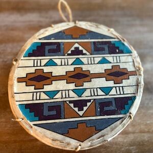 Hand Painted Drum with Native American Tribal Design